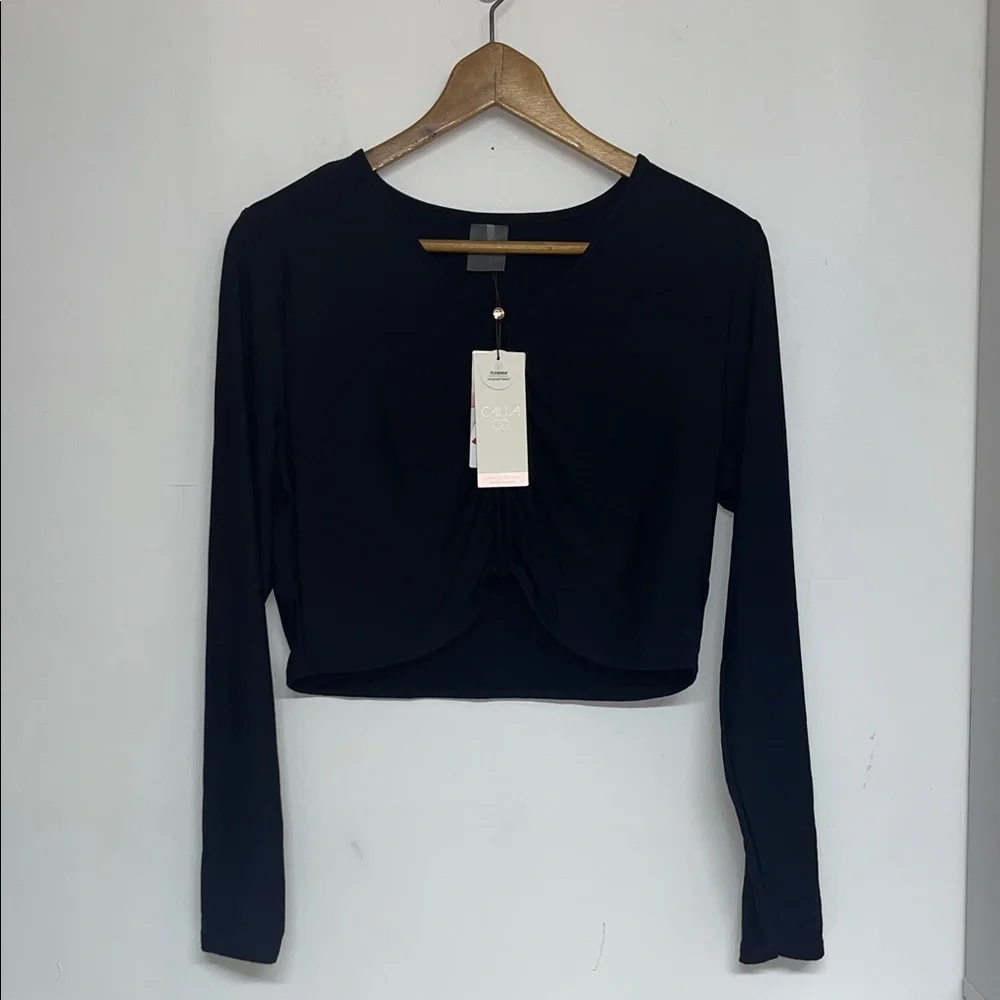 CALIA Swim Rashguard Long Sleeve Cropped Top XL, Athleisure, black spf 50 - Picture 3 of 7